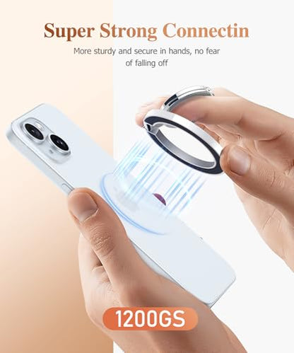 GVIEWIN Magnetic Phone Ring Holder, Compatible with MagSafe Phone Grip | Adjustable Stand, Magnet Phone Ring Kickstand, for iPhone 17/16/15/14/13/12 Pro Max Plus Air/Other Phones (Glitter/Blue) - color: Glitter/Blue