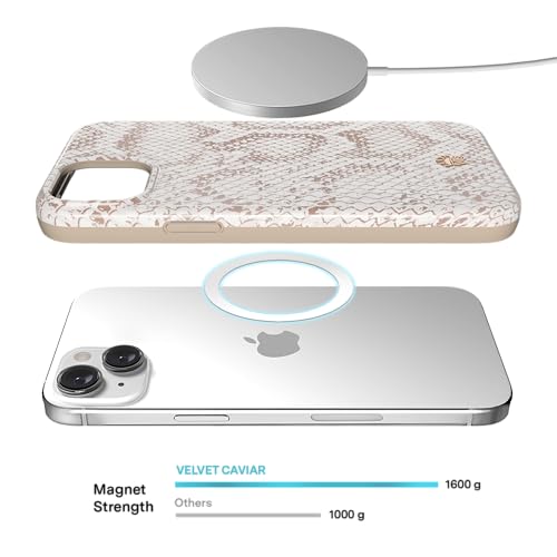 VELVET CAVIAR for iPhone 15 Case Western - Compatible with MagSafe - 10ft Drop Tested - Nude Python Snake Skin - color: Nude Python Snakeskin, size: 15