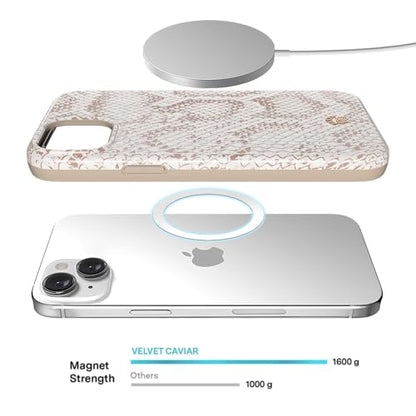 VELVET CAVIAR for iPhone 15 Case Western - Compatible with MagSafe - 10ft Drop Tested - Nude Python Snake Skin - color: Nude Python Snakeskin, size: 15
