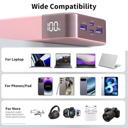 NOBIS 90W Portable Charger 20000mAh Laptop Power Bank Fast Charging - color: Pink