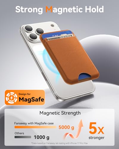 for MagSafe Wallet, 5 Card Holder, Slim Leather Magnetic Wallet for iPhone 17/16/15/14/13/12 Pro Max Plus Air Series, 1 Card Slots & 1 Cash Slot,Brown - color: Brown