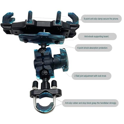 Motorcycle Phone Mount ATV 4 Wheeler Phone Holder Sturdy Hold Anti-theft