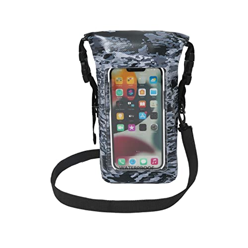 geckobrands Waterproof Phone Tote with 2L Dry Bag and Adjustable Strap – Protect Your Phone and Valuables While on The Go - color: Arctic geckoflage
