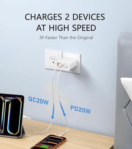 USB C Wall Charger，Multi-Port (3C+2A) Fast Charging Wall Plug with 4FT& 6FT USB-C Cable Compatible with i Phone 17/16/15/ S ansung S25/S24/S23 and More - color: White*1（3C2A）