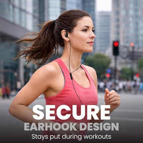 PHILIPS USB-C Wired Earbuds with Microphone, Secure Fit Over-Ear Sport Earhooks, Deep Bass 15mm Drivers, in-Line Controls, Plug-and-Play USB-C Earphones, Wired Open Ear Headphones for Running & Gym - color: Black, style: USB-C WITH MIC