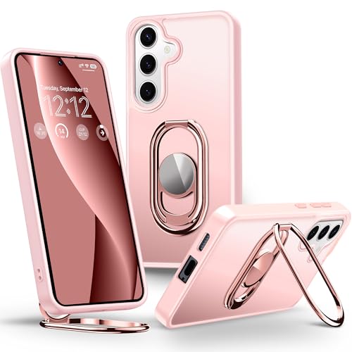 Shields Up for Samsung Galaxy S24 Plus Case with Stand, Galaxy S24 Plus Case with Double Ring Holder [Adjustable & Foldable] Protective Translucent Matte Cover - Frosted Pink - color: Frosted Pink, size: Galaxy S24 Plus