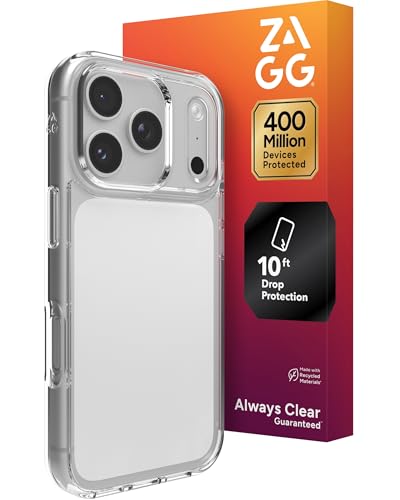 ZAGG Crystal Palace Lite Case for iPhone 17 Pro - Clear, Drop Protection (10ft/3m), Ultra-Slim & Lightweight, Sleek & Minimalistic Phone Case with Transparent Design, Anti-Yellowing Technology - size: iPhone 17 Pro, style: Without Magsafe