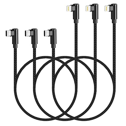 USB C to Lightning Cable 3ft MFi Certified 90 Degree iPhone Charger 3 Pack - size: 3FT