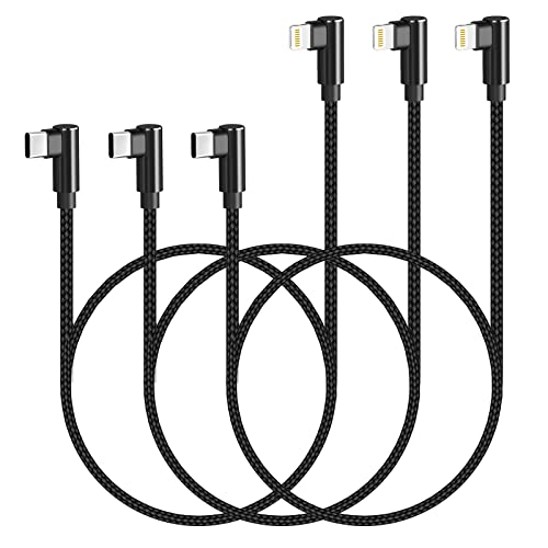 USB C to Lightning Cable 3ft MFi Certified 90 Degree iPhone Charger 3 Pack - size: 3FT