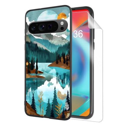 for Google Pixel 9 Pro XL Phone Case TPU Shockproof Full Body Protection Cover 6.8" Mountain Lake for Pixel 9 Pro XL Lightweight Compatible Wireless Charging Screen Protector Film - color: Mountain Lake