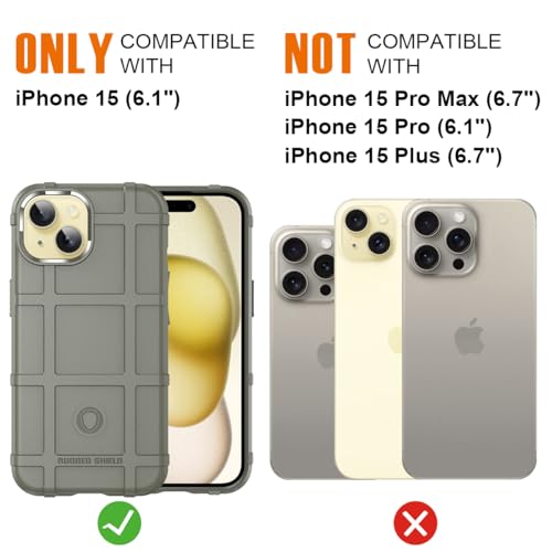 Rugged Shield 8ft Drop Proof TPU Thick Armor Tactical Protective Case Compatible with iPhone 15 (6.1 inches) - Light Clay - color: Light Clay, size: iPhone 15