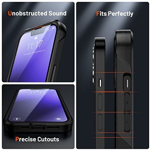 Designed for iPhone 14 Case iPhone 13 Case 2 in 1 Gift Militay Grade Drop Protective Rugged Heavy Duty Cover Shockproof for iPhone 14 Phone Case for Women Men boy Girl (Black) - color: Black