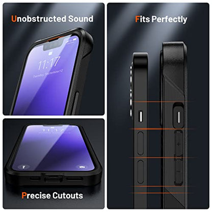 Designed for iPhone 14 Case iPhone 13 Case 2 in 1 Gift Militay Grade Drop Protective Rugged Heavy Duty Cover Shockproof for iPhone 14 Phone Case for Women Men boy Girl (Black) - color: Black