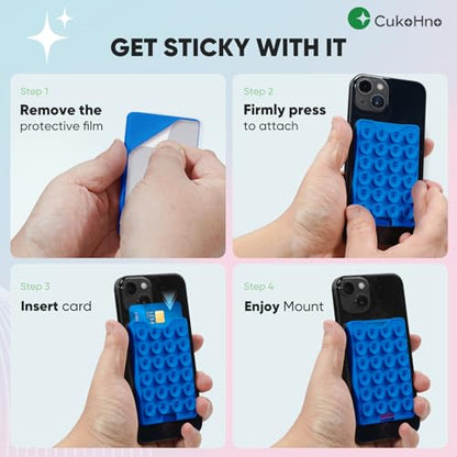 Suction Phone Card Holder Adhesive Mount,Up to 3 Cards,Chalk Pink - color: Chalk Pink
