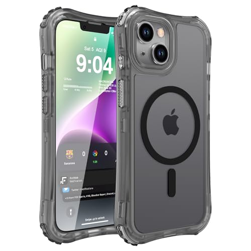 WRJ Magnetic Matte for iPhone 13 Case,iPhone 14 Case,[Compatible with MagSafe][Military Grade Drop Protection] Translucent Anti-Fingerprint Full Body Shockproof Phone Case-Black - color: Black, style: Matte