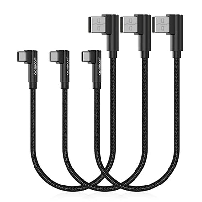 aceyoon [3 Pack Right Angle USB Type C Charger Cable, 0.6ft Braided 90 Degree Elbow Charger Dual L Shape USBC Cable for iPhone 15 Pro Max Plus, Samsung Galaxy S9 S10, Pixel 2 3 3XL, P30 P20 Mate20