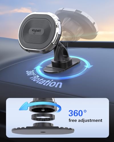 volport Magnetic Phone Mount for Car [Vent & Dashboard]: Strong Magnet Holder for Mercedes Benz Mini Cooper Round/Horizontal/Vertical Air Vent, for iPhone Samsung Big Heavy Cell Phone Case & Tablets