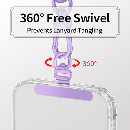 saxsion Phone Tether Tab & Lanyard Tab, 360° Swivel Clip - Ultra Thin Stainless Steel Universal Patch for All Phone Cases - color: Lilac*2