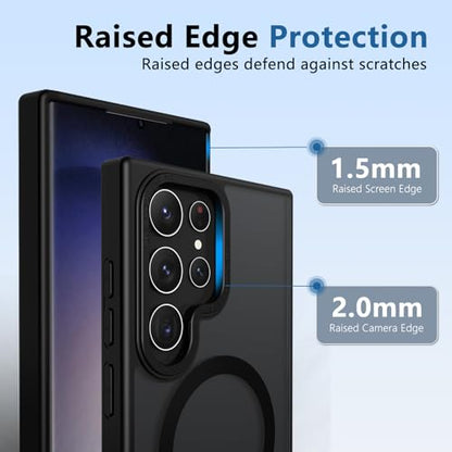 for S22-Ultra Case Compatible with MagSafe, Durable Stand, Black - color: Black, size: Galaxy S22 Ultra 6.8"