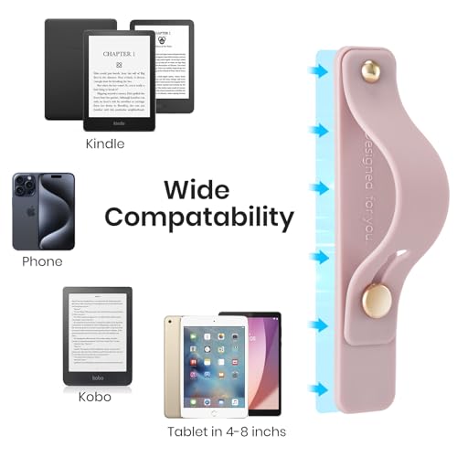 CoBak Hand Strap Holder for Kindle/Tablet - Lightweight TPU, 2 Pack - color: 2-Pack-Pink