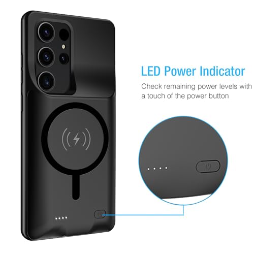 Battery Case for Galaxy S25 Ultra,12000mAh Portable Protective Wireless Charging Case Compatible with Galaxy S25 Ultra 5G 2025 (6.9 inch) Rechargeable Extended Battery Pack Charger Cover (Black) - size: Galaxy S25 Ultra -12000mAh