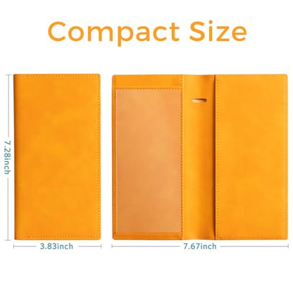 CoBak Checkbook Cover for Women & Men - PU Leather Case with RFID Blocking | Classic Design Check Book Holder for Personal and Business - color: Bourbon