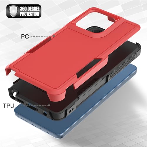 for Moto G Stylus 2025/2026 Case: Dual Layer Protective Heavy Duty Cell Phone Cover Shockproof Rugged with Screen Protector - Military Protection Bumper Tough - for G Stylus 2025/2026, Red - color: Red (PC) + Black (TPU)