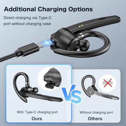 Bluetooth Headset 72H Work Single-Ear Wireless Earpiece for Cell Phone Call - color: All Black