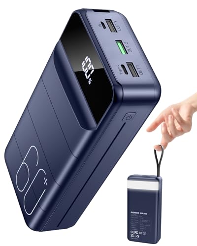 Portable Charger 60000mAh Power Bank 22.5W Fast Charging USB C Battery Pack - color: Blue