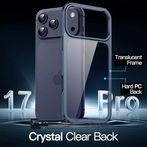 JETech Case for iPhone 17 Pro, Anti-Yellowing, Deep Blue | Shockproof Protection, Scratch Resistant Hard PC Back, Durable Transparent TPU Bumper - color: Deep Blue, size: iPhone 17 Pro