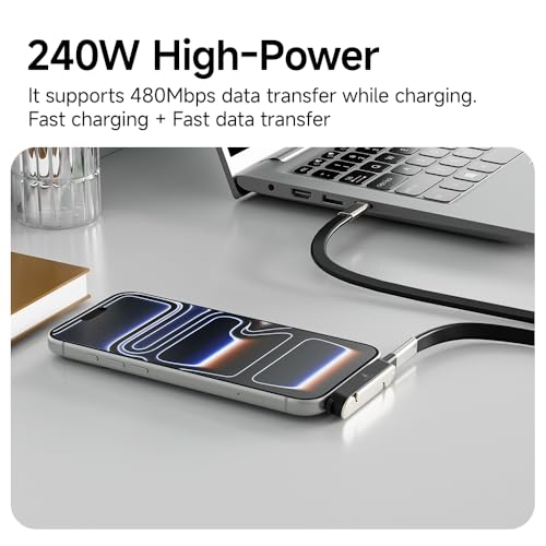 NKV 240w Stand Data Cable Invisible Foldable Holder Charger Cable - style: Orange, Data Cable Set