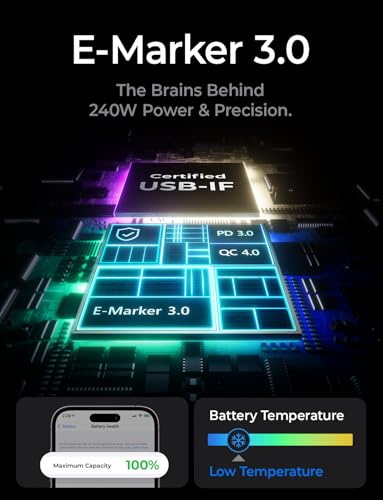 LISEN 10FT USB C Cable Fast Charging, 240W Long USB C to USB C Cable - color: Midnight, size: 10FT+10FT