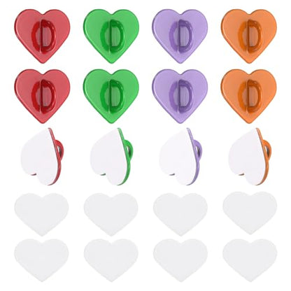 MECCANIXITY 12 Pcs Heart Phone Charm Hook, Adhesive Cell Phone Charm Holder Metal Finger Grip Loop for DIY Case Pad Tablet, Red/Grass Green/Orange/Purple - color: Red/Grass Green/Orange/Purple