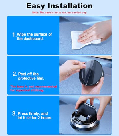 Dash Cell Phone Car Mount, Multifunctional Car Dashboard Mobile Phone Holder, 360 Rotatable Non Slip Mat Universal Car Phone Stand Hands Free, Compatible with iPhone, Samsung, Google, Android - color: Silver