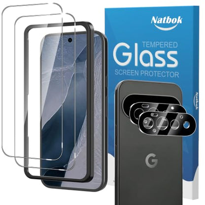 2+2 Pack for Google Pixel 11 Pro 6.3”Screen Protector & Camera Lens Protector,with Alignment Frame，9H Tempered Glass Film,HD Clear Scratch Resistant,Bubble-Free - color: Transparent