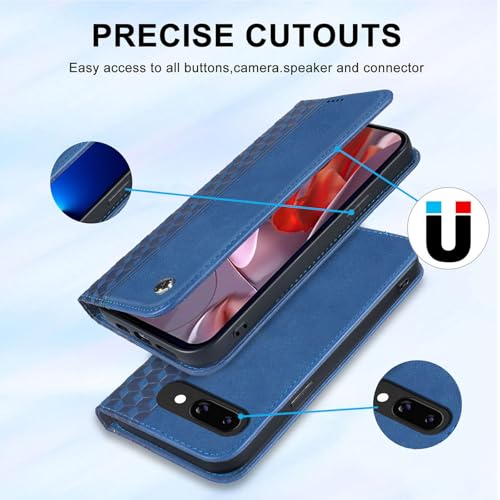 Wallet Case for Google Pixel 9A 2025 6.3 Inch - PU Leather Flip Cover with Card Holder Slots, Strong Magnetic Folio Kickstand Phone Case, Blue - color: Blue, size: google pixel 9a 6.3"