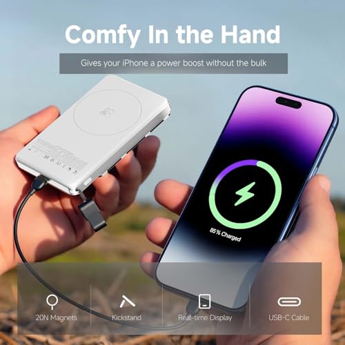 for MagSafe Power Bank 10000mAh, Fast, Magnetic Portable Charger - color: White