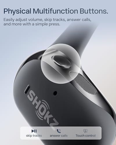 SHOKZ OpenFit 2+ Open-Ear Earbuds, Black, Dolby Audio,Wireless Charging - color: Black, style: Dolby Audio / USB-C&Wireless