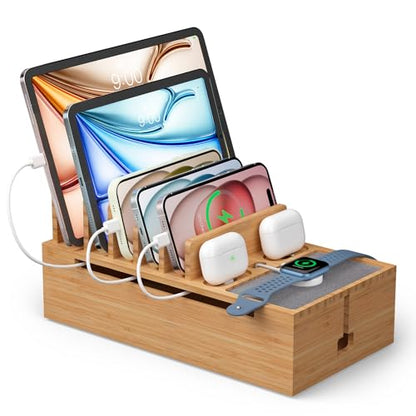 Pezin & Hulin Bamboo Charging Stand Rack, No Power Adapter Supply -Natural - color: Natural