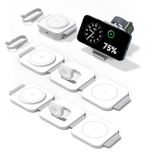 2 Pack 3 in 1 Charging Station for Apple,Foldable Magnetic Wireless Charger - size: 15W White 2Pack