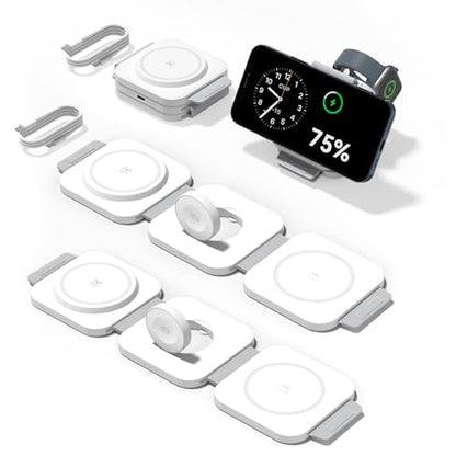 2 Pack 3 in 1 Charging Station for Apple,Foldable Magnetic Wireless Charger - size: 15W White 2Pack