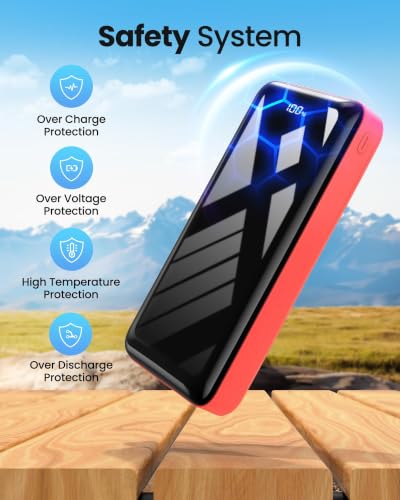 Portable Charger Power Bank 50000mAh 22.5W Fast Charging Battery Pack - color: Black-red