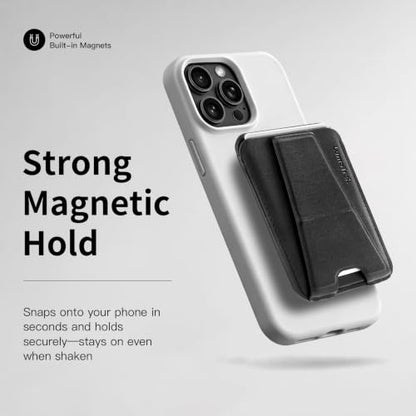 Tap & Go MagSafe Wallet Stand, 1-Card Magnetic Phone Wallet - color: Black