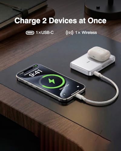 Qi2.2 25W Wireless Power Bank 10,000mAh, Magnetic Charger for MagSafe