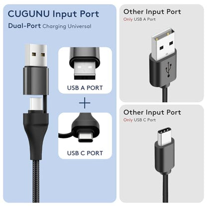 2-in-2 USB A/C to Galaxy Watch/USB C Multiple Portable Travel Charger Cable