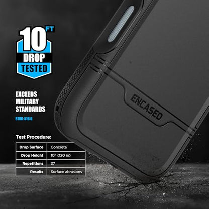 ENCASED Shockproof Case Compatible with iPhone 16 Pro - Ultra Protective Heavy Duty Magnetic Phone Cover, Rebel Series (Black) - color: Black, size: iPhone 16 Pro
