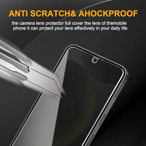 2 Pack Privacy Screen Protector for Samsung Galaxy S24[6.2 inch] With 2 Pack Camera Lens Protector, Anti Spy Tempered Glass Film, 9H Hardness, Black Protector, Anti-Scratch, Bubble Free - size: Galaxy S24 FK22
