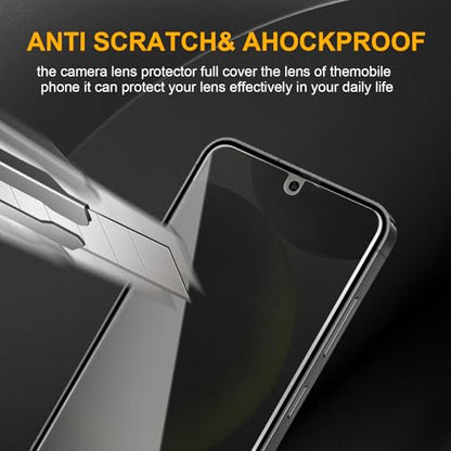 2 Pack Privacy Screen Protector for Samsung Galaxy S24[6.2 inch] With 2 Pack Camera Lens Protector, Anti Spy Tempered Glass Film, 9H Hardness, Black Protector, Anti-Scratch, Bubble Free - size: Galaxy S24 FK22