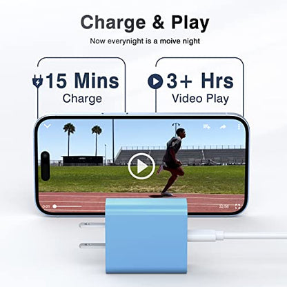 [20W/2Pack] Fast Charger Block, USB C Wall Charger, Charger Cube, Dual Port PD Fast Charging Block Brick Compatible for Watch Series 10 iPhone 15 16 17 Pro Max Airpod Brick Plug Power Adapter, Blue - color: Blue