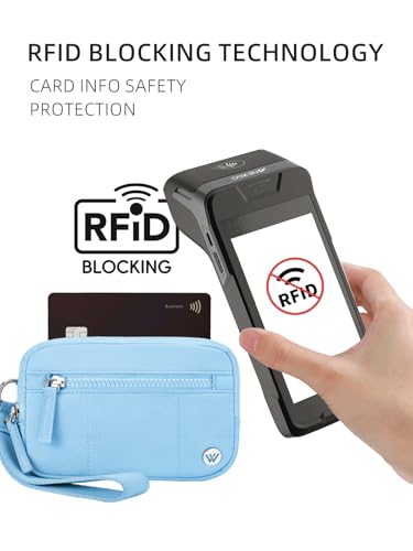 WESTBRONCO Wristlet Wallets for Women – RFID Blocking Quilted Nylon Phone Wallet, Card Holder Purse for Travel & Everyday Use - color: Blue